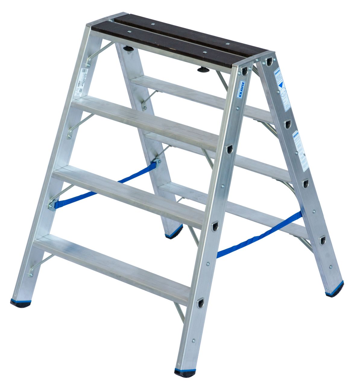 Leiter ZK-K011 Stufen-Doppel-Leiter mit Holzauflage 2x4 Sprossen/Arbeitshöhe 2,45m Meter