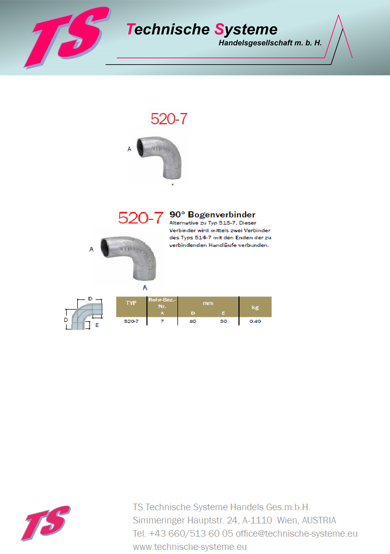 KK520-7 Kee Klamp Rohrverbinder Typ 520 Größe 7        Handlauf-Träger  42.4mm