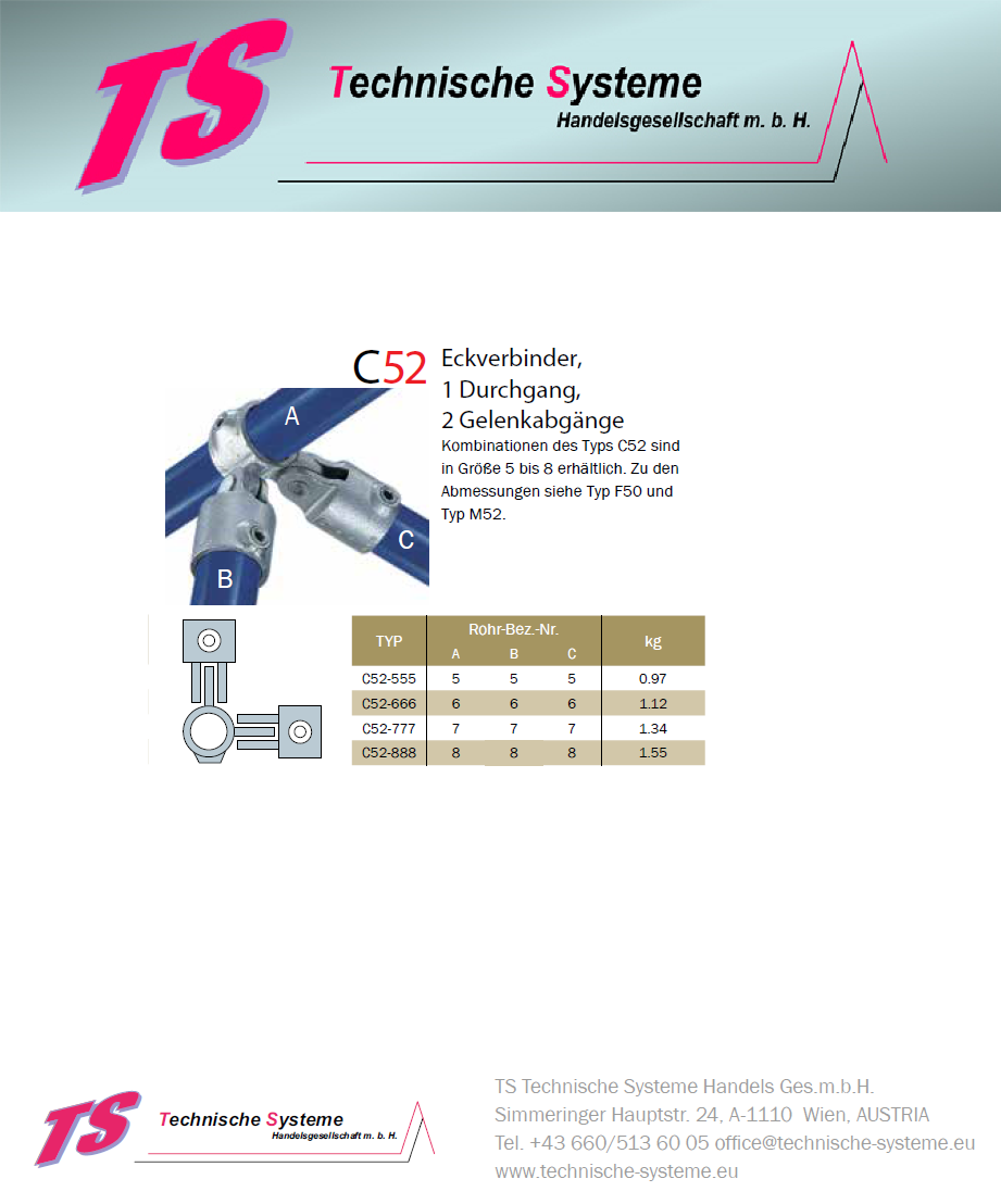 KKC52-8 Kee Klamp Rohrverbinder Typ C52 Größe 8        SchwenkVerbinder  verzinkt ID 48.3mm