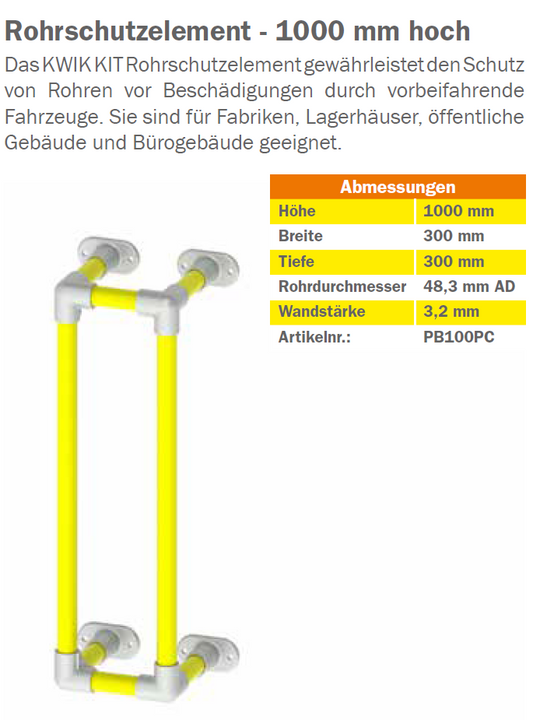 KGKWPB1000PC Schutzgeländer-System Rohrschutzelement